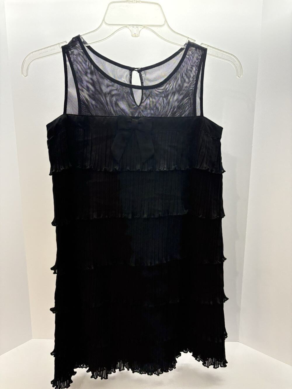 The Children’s Place Girls Size 10 Black Tiered Pleated Dress Mesh W/ Bow